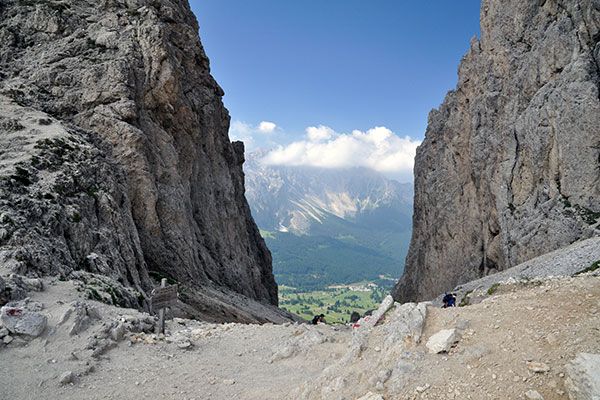 Wanderung über den Vajolonpass zur Rotwandhütte (auch Ostertag-Hütte)
